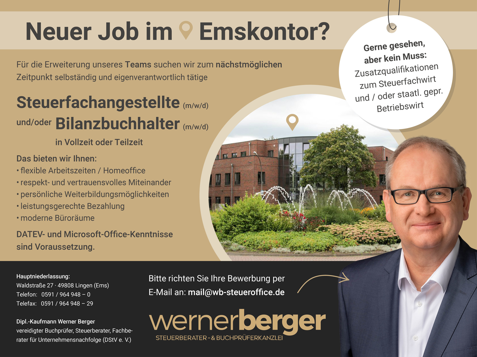 Steuerberater- & Buchprüferkanzlei Berger - Jobanzeige